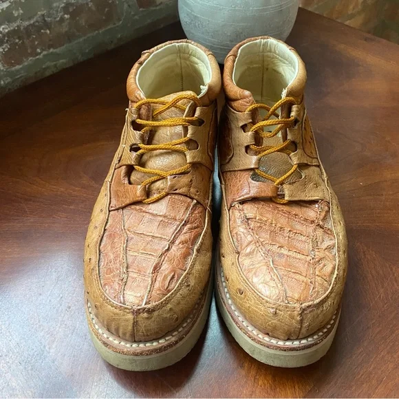 George West Mexico Ostrich Leather Boots Mex Size 27 US Size 8.5 - Picture 2 of 9